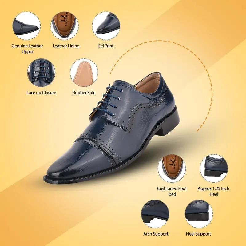 LIBERTYZENO Mens Animal Print Genuine Leather Lace Up Oxford Dress Shoes