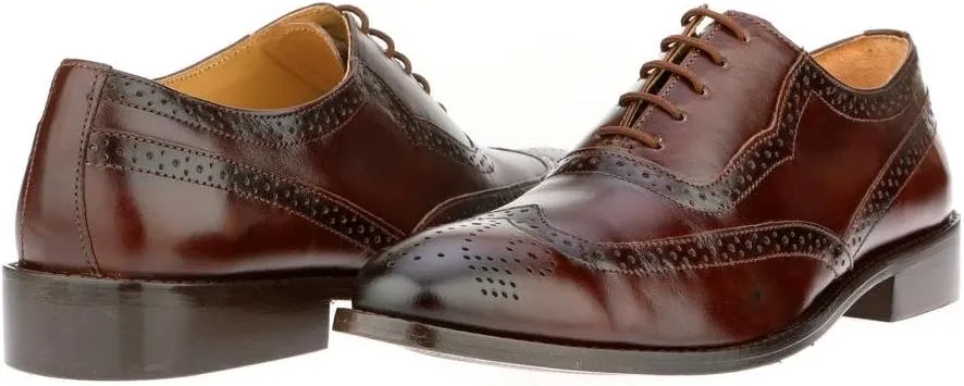 LIBERTYZENO Mens Genuine Leather Adults Wingtip Lace Up Oxford Dress Shoes for Prom Graduation