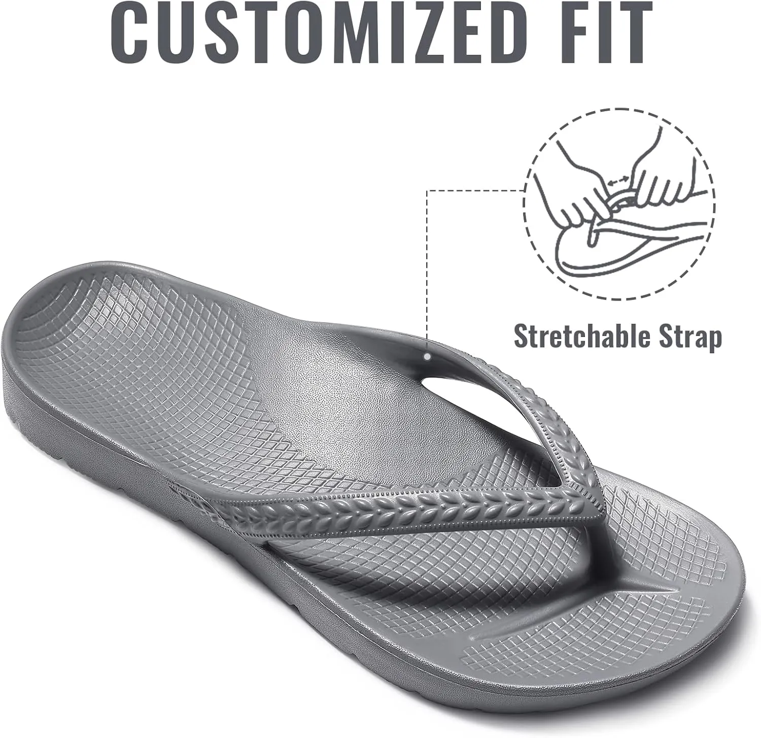 Litfun Women's Arch Support Flip Flops for Plantar Fasciitis Orthopedic Thong Sandals Comfortable Summer Beach Pool Slides