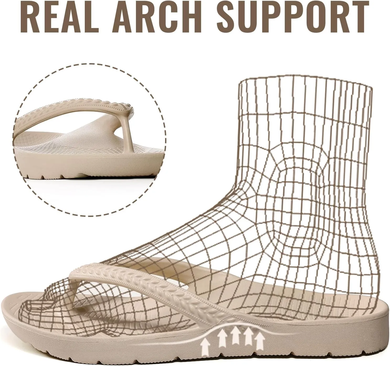 Litfun Women's Arch Support Flip Flops for Plantar Fasciitis Orthopedic Thong Sandals Comfortable Summer Beach Pool Slides