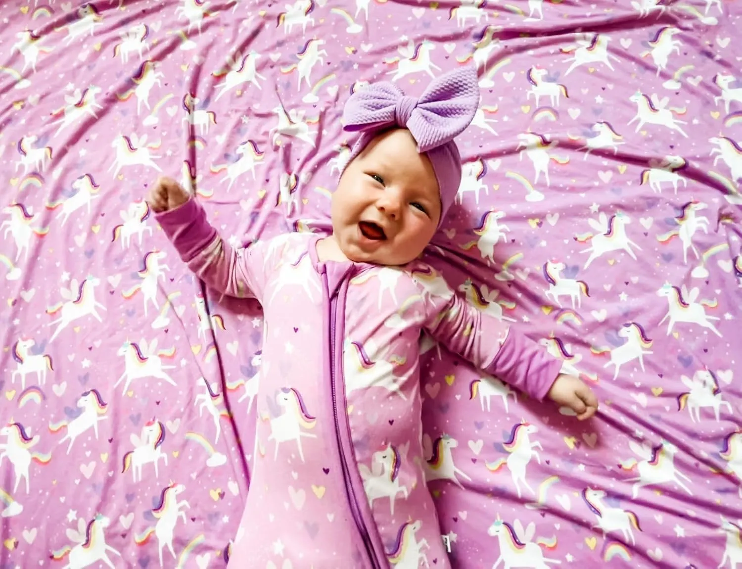 Little Sleepies Cloud Blanket - Viscose Derived from Bamboo Blanket, Soft, Comfy, and Breathable for Hot Sleepers, Lightweight, 50" x 50", Sienna's Unicorns, Large