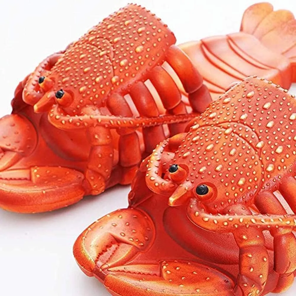 Lobster Slippers Summer Funny Animal Flip Flops Kids Cute Beach Shoes Women Soft Creative Shower Sandals Men Casual Waterproof Slides