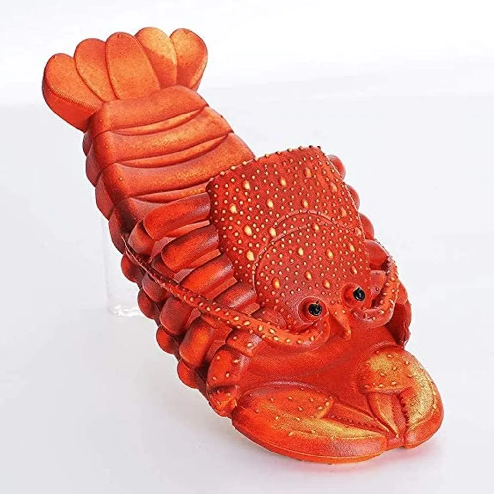 Lobster Slippers Summer Funny Animal Flip Flops Kids Cute Beach Shoes Women Soft Creative Shower Sandals Men Casual Waterproof Slides