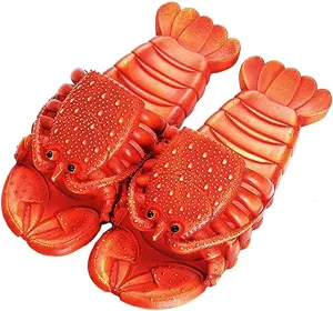 Lobster Slippers Summer Funny Animal Flip Flops Kids Cute Beach Shoes Women Soft Creative Shower Sandals Men Casual Waterproof Slides