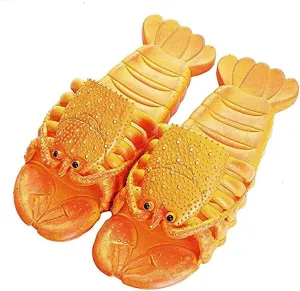 Lobster Slippers Summer Funny Animal Flip Flops Kids Cute Beach Shoes Women Soft Creative Shower Sandals Men Casual Waterproof Slides