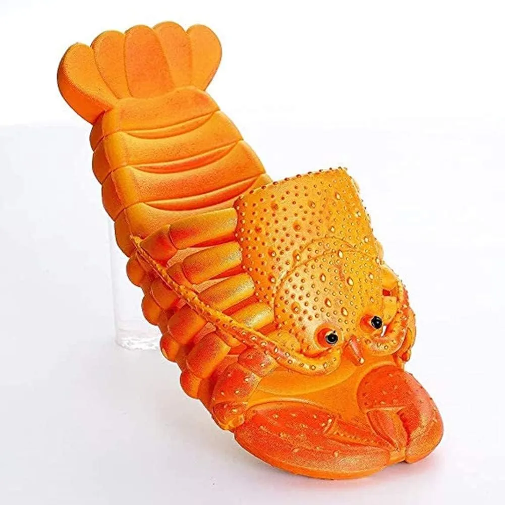 Lobster Slippers Summer Funny Animal Flip Flops Kids Cute Beach Shoes Women Soft Creative Shower Sandals Men Casual Waterproof Slides