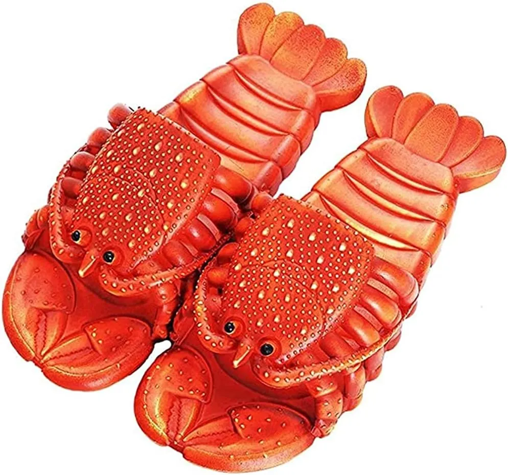 Lobster Slippers Summer Funny Animal Flip Flops Kids Cute Beach Shoes Women Soft Creative Shower Sandals Men Casual Waterproof Slides