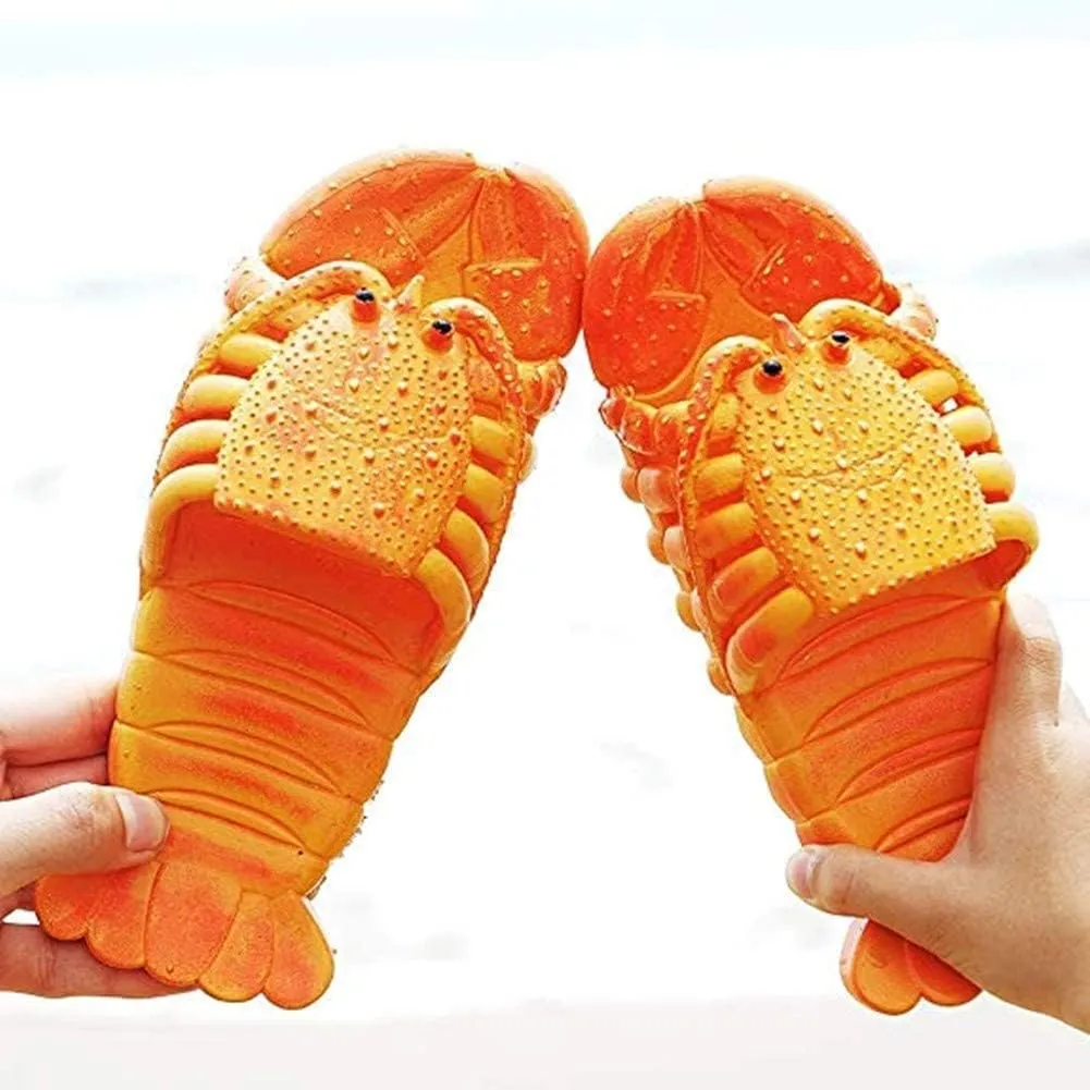 Lobster Slippers Summer Funny Animal Flip Flops Kids Cute Beach Shoes Women Soft Creative Shower Sandals Men Casual Waterproof Slides