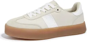 LUCKY STEP Women's Retro Sneakers Fashion Classic Casual Tennis Platform Gum Sole Anti Slip Footwear Faux Leather Trainers Walking Skate Shoes