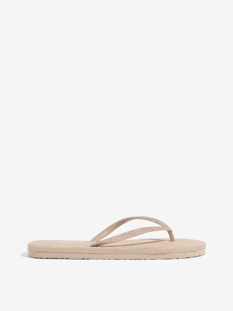 LUNA BLU Beige Woven-Textured Flip-Flop