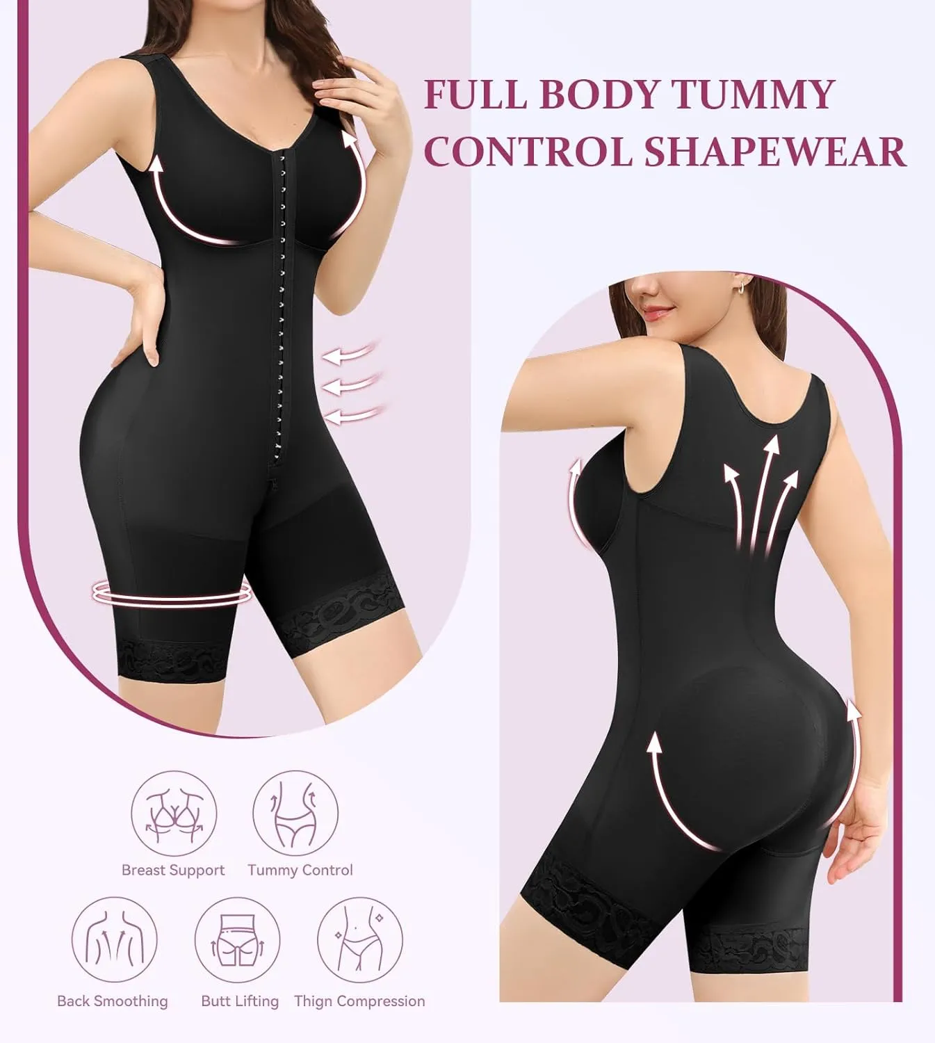M MYODRESS Fajas Colombianas Shapewear for Women Tummy Control Bodysuit Body Shaper for Women Post Surgery Compression