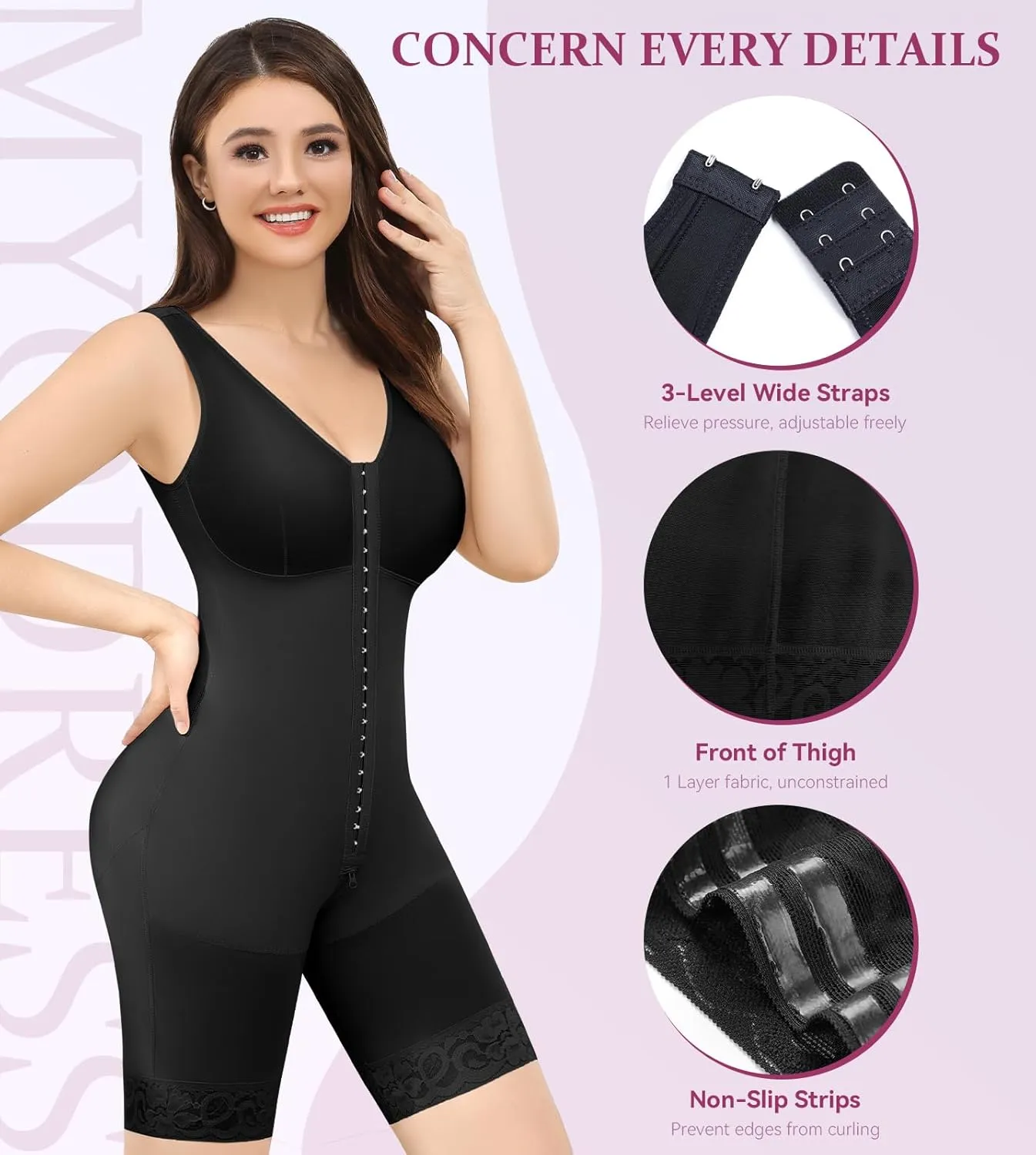 M MYODRESS Fajas Colombianas Shapewear for Women Tummy Control Bodysuit Body Shaper for Women Post Surgery Compression