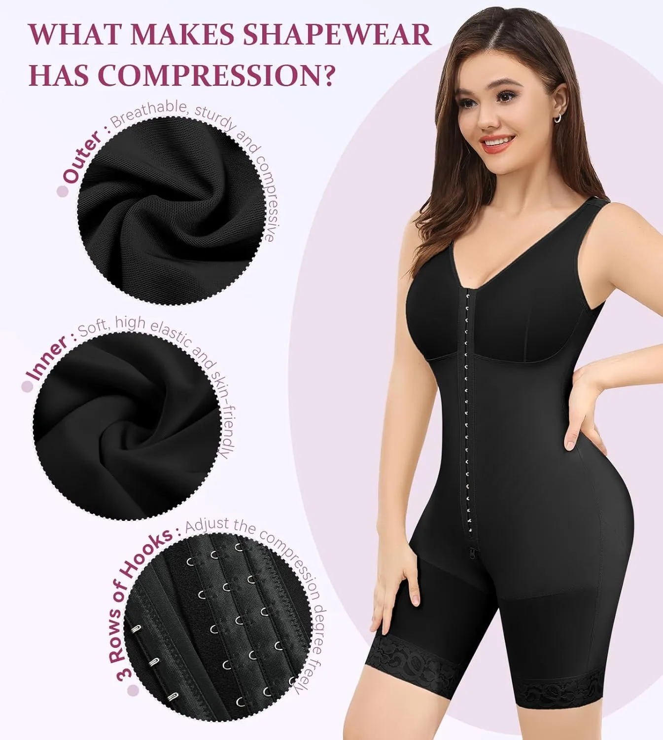 M MYODRESS Fajas Colombianas Shapewear for Women Tummy Control Bodysuit Body Shaper for Women Post Surgery Compression