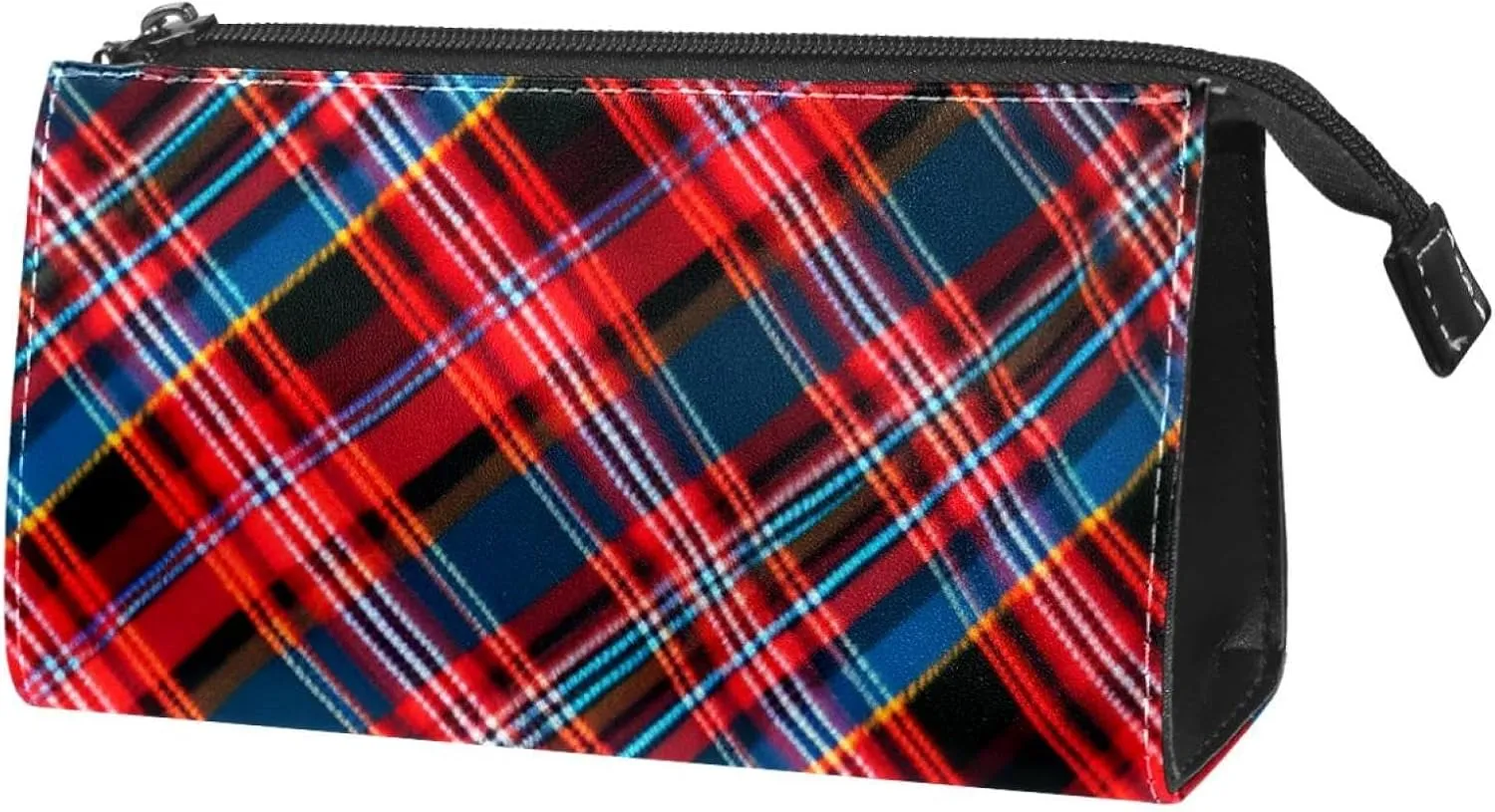 Makeup Bag Organizer,Cosmetic Bags for Women,Classic Stripe Red Plaid,Small Makeup Pouch