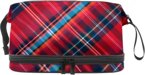 Makeup Bag Organizer,Cosmetic Bags for Women,Classic Stripe Red Plaid,Small Makeup Pouch