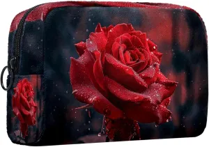Makeup Bag Organizer,Cosmetic Bags for Women,Rose Water Drop Blossom,Small Makeup Pouch