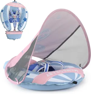 Mambobaby Float Deluxe Baby Pool Float: Safe & Comfortable Swim Trainer for Infants & Toddlers, Non-Inflatable Design, UV Protection Canopy, Fun Water Experience for Ages 3-24 Months