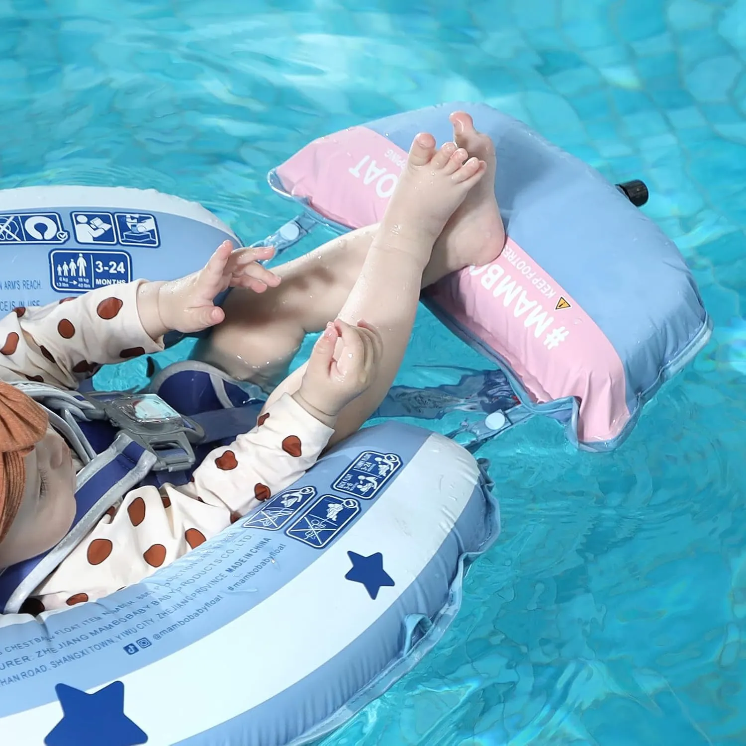 Mambobaby Float Deluxe Baby Pool Float: Safe & Comfortable Swim Trainer for Infants & Toddlers, Non-Inflatable Design, UV Protection Canopy, Fun Water Experience for Ages 3-24 Months