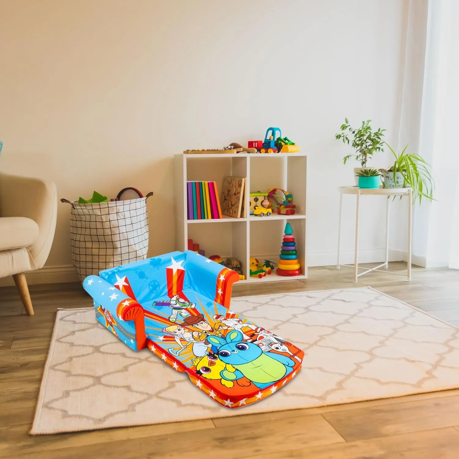 Marshmallow Furniture 2-in-1 Flip Open Foam Couch Bed Sleeper Sofa Kid's Furniture for Ages 18 Months and Up, Toy Story