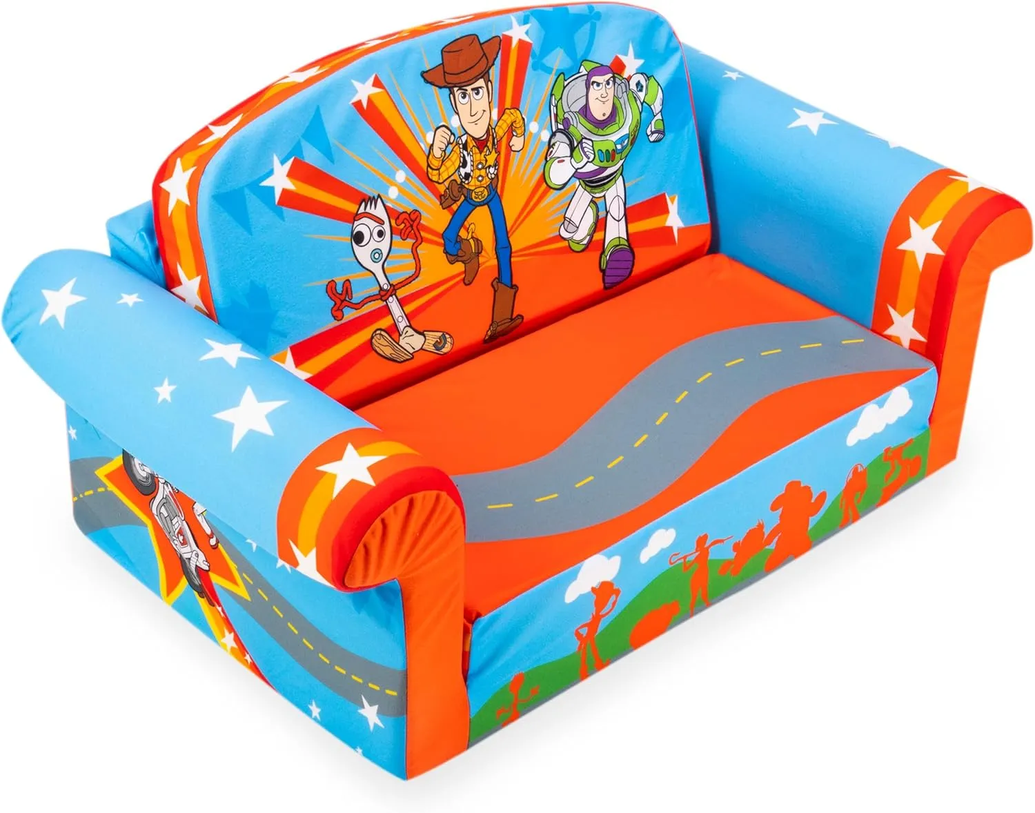 Marshmallow Furniture 2-in-1 Flip Open Foam Couch Bed Sleeper Sofa Kid's Furniture for Ages 18 Months and Up, Toy Story