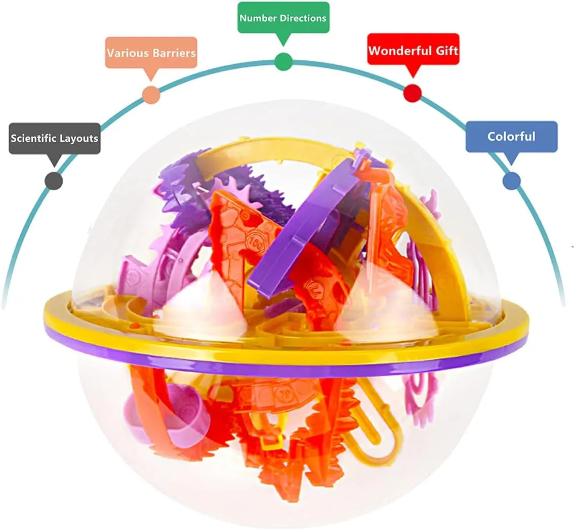 Maze Ball 3D Puzzle Game with 167 Challenging Barriers, 3D Educational Toys for Brain Development, Magical Maze Ball Brain Teaser (16cm/6.2'')
