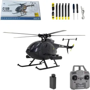 MD500 C189 RC Helicopter, 1/28 Scale 2.4G 4CH Remote Control Helicopter Add Optical Flow Positioning, Single-Rotor Aircraft Model with Heli Maintain Altitude Hove