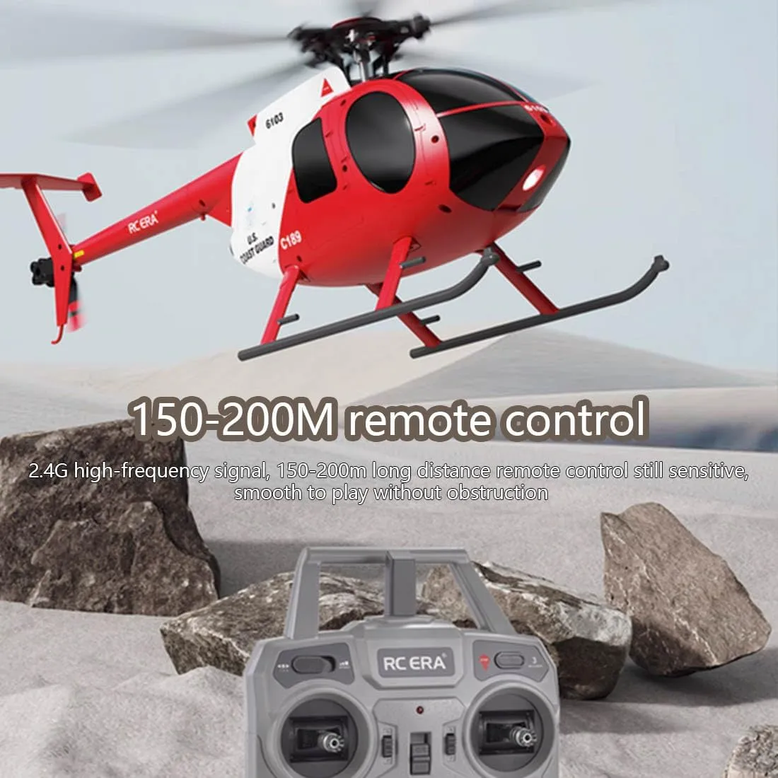 MD500 C189 RC Helicopter, 1/28 Scale 2.4G 4CH Remote Control Helicopter Add Optical Flow Positioning, Single-Rotor Aircraft Model with Heli Maintain Altitude Hove