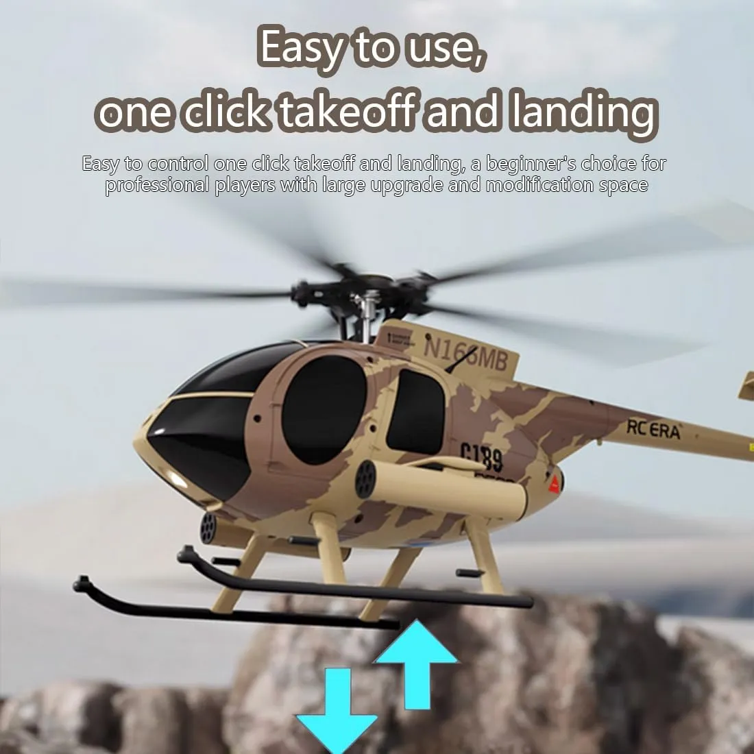 MD500 C189 RC Helicopter, 1/28 Scale 2.4G 4CH Remote Control Helicopter Add Optical Flow Positioning, Single-Rotor Aircraft Model with Heli Maintain Altitude Hove