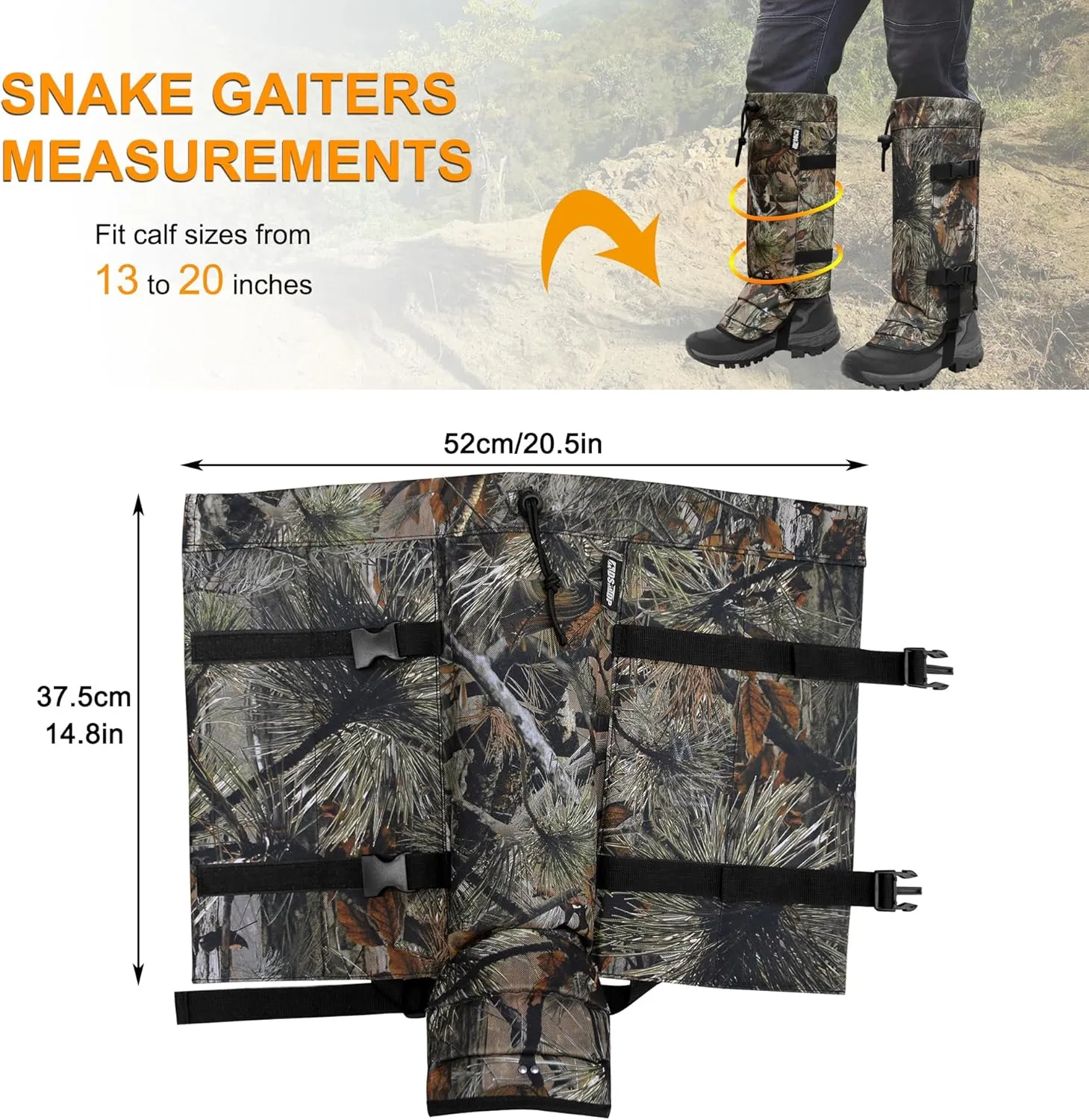 MDSTOP Snake Gaiters Leg Guards, Waterproof Snake Guards, Adjustable Snake Bite Protection for Lower Legs, Snake Chaps for Men & Women, Snake Proof Gaiters for Hunting,Outdoor and Farm Working