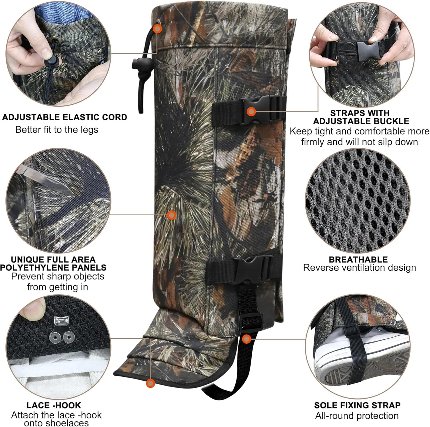MDSTOP Snake Gaiters Leg Guards, Waterproof Snake Guards, Adjustable Snake Bite Protection for Lower Legs, Snake Chaps for Men & Women, Snake Proof Gaiters for Hunting,Outdoor and Farm Working