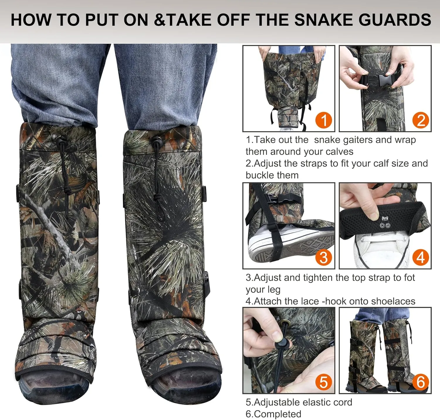 MDSTOP Snake Gaiters Leg Guards, Waterproof Snake Guards, Adjustable Snake Bite Protection for Lower Legs, Snake Chaps for Men & Women, Snake Proof Gaiters for Hunting,Outdoor and Farm Working