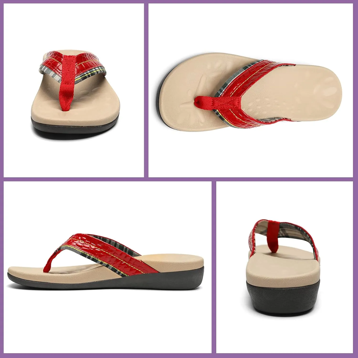 MEGNYA Orthopedic Walking Sandals with Arch Support, Casual Plantar Fasciitis Flip Flops for Flat Feet, Comfortable Cushioned Foam Slippers for Beach Summer