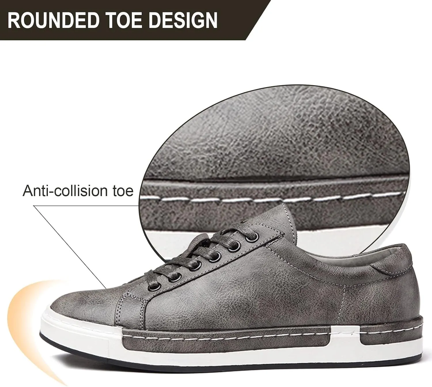Men Leather Casual Shoes Lace-up Oxford Fashion Non-Slip Flats Trendy Business Comfortable Sneakers