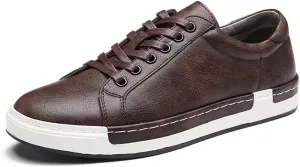 Men Leather Casual Shoes Lace-up Oxford Fashion Non-Slip Flats Trendy Business Comfortable Sneakers