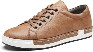 Men Leather Casual Shoes Lace-up Oxford Fashion Non-Slip Flats Trendy Business Comfortable Sneakers