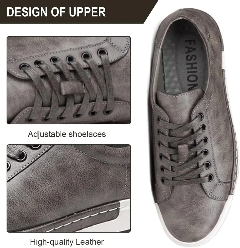 Men Leather Casual Shoes Lace-up Oxford Fashion Non-Slip Flats Trendy Business Comfortable Sneakers