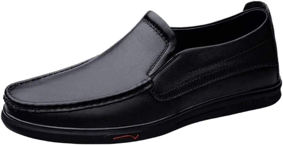 Men Leather Oxford Dress Shoes Comfortable Anti Slip Round Toe Soft Bottom Formal Business Party Casual