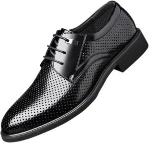 Men's Breathable Dress Shoes Classic Leather Business Formal Men Oxford Shoes Retro Derby Shoes