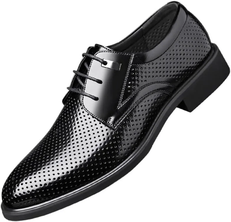Men's Breathable Dress Shoes Classic Leather Business Formal Men Oxford Shoes Retro Derby Shoes
