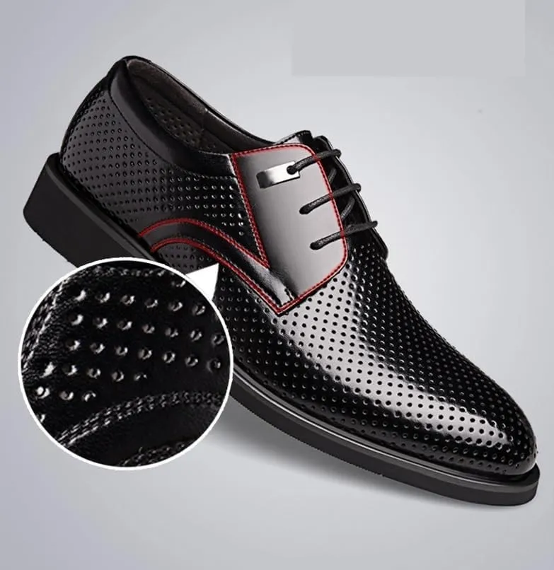 Men's Breathable Dress Shoes Classic Leather Business Formal Men Oxford Shoes Retro Derby Shoes
