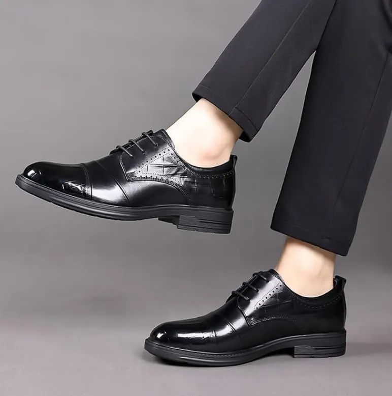 Men's Brogue Oxford Shoes Mens Patent Leather Formal Business Dress Shoes Classic Lace Up Brogue Shoes(6.5)