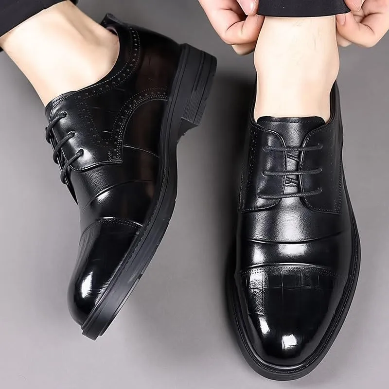 Men's Brogue Oxford Shoes Mens Patent Leather Formal Business Dress Shoes Classic Lace Up Brogue Shoes(6.5)