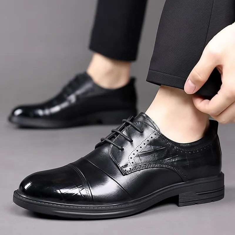 Men's Brogue Oxford Shoes Mens Patent Leather Formal Business Dress Shoes Classic Lace Up Brogue Shoes(6.5)