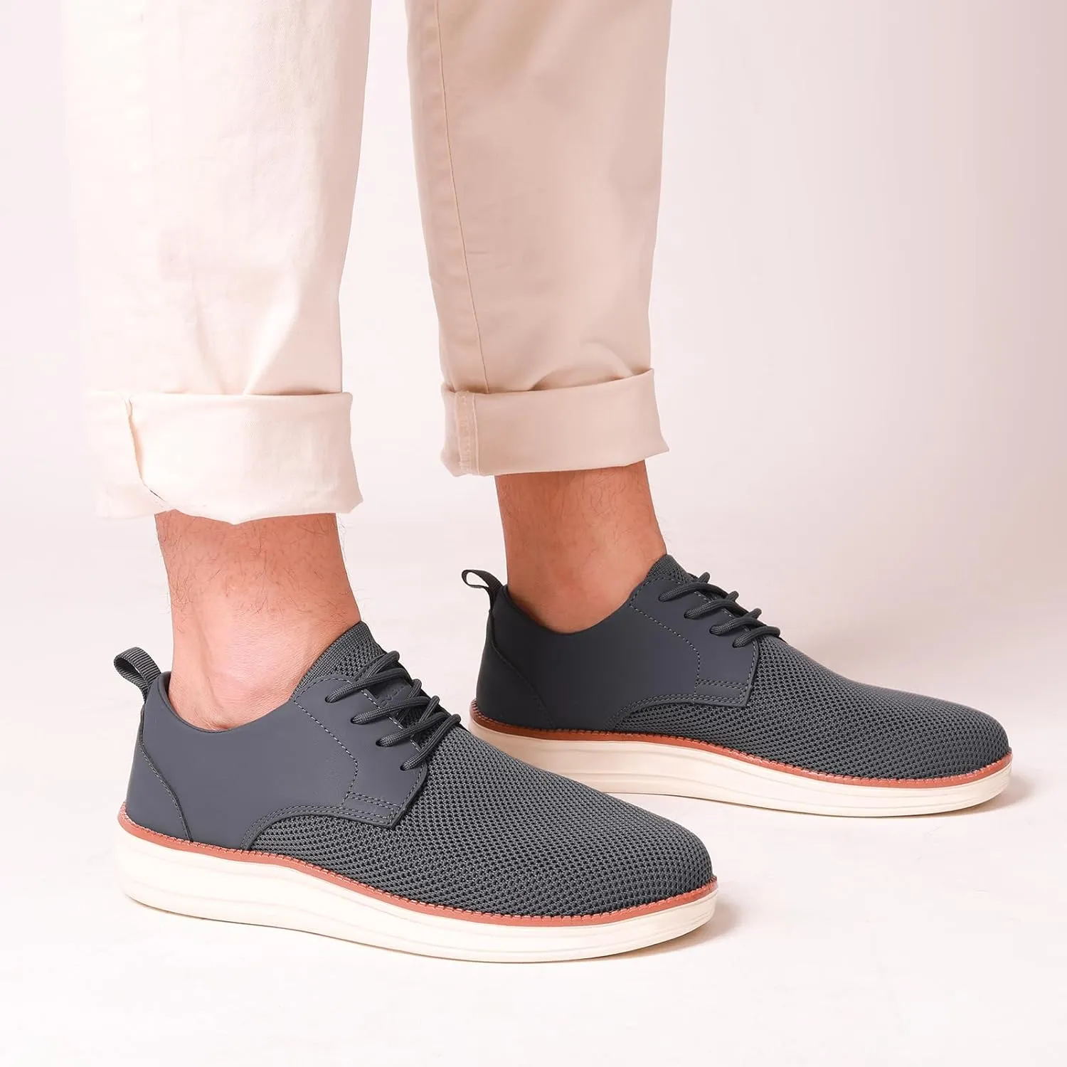 Men's Casual Dress Oxfords Shoes Breathable Knit Leisure Fashion Sneakers Lightweight Comfortable Walking Shoes