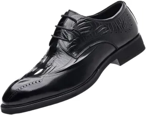 Mens Casual Leather Dress Shoes Mens Fashion Sneakers Lace-Up Lightweight Casual Walking Oxford Shoes