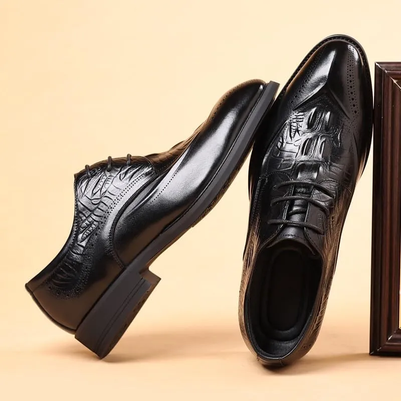 Mens Casual Leather Dress Shoes Mens Fashion Sneakers Lace-Up Lightweight Casual Walking Oxford Shoes