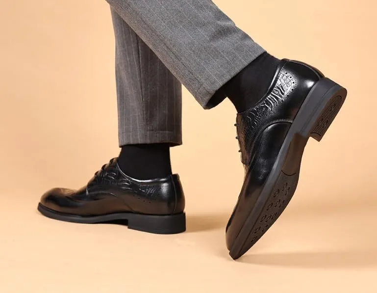 Mens Casual Leather Dress Shoes Mens Fashion Sneakers Lace-Up Lightweight Casual Walking Oxford Shoes