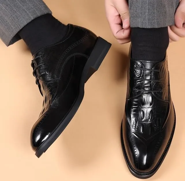 Mens Casual Leather Dress Shoes Mens Fashion Sneakers Lace-Up Lightweight Casual Walking Oxford Shoes
