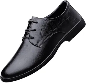 Men's Classic Lace-Up Oxfords Shoes Genuine Leather Business Wedding & Office Dress Shoes for Men