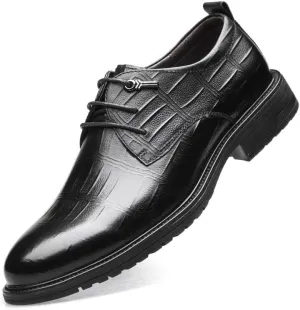 Men's Classic Leather Dress Shoes Business Casual Derby Shoes for Men Modern Lace-Up Brogues Oxfords